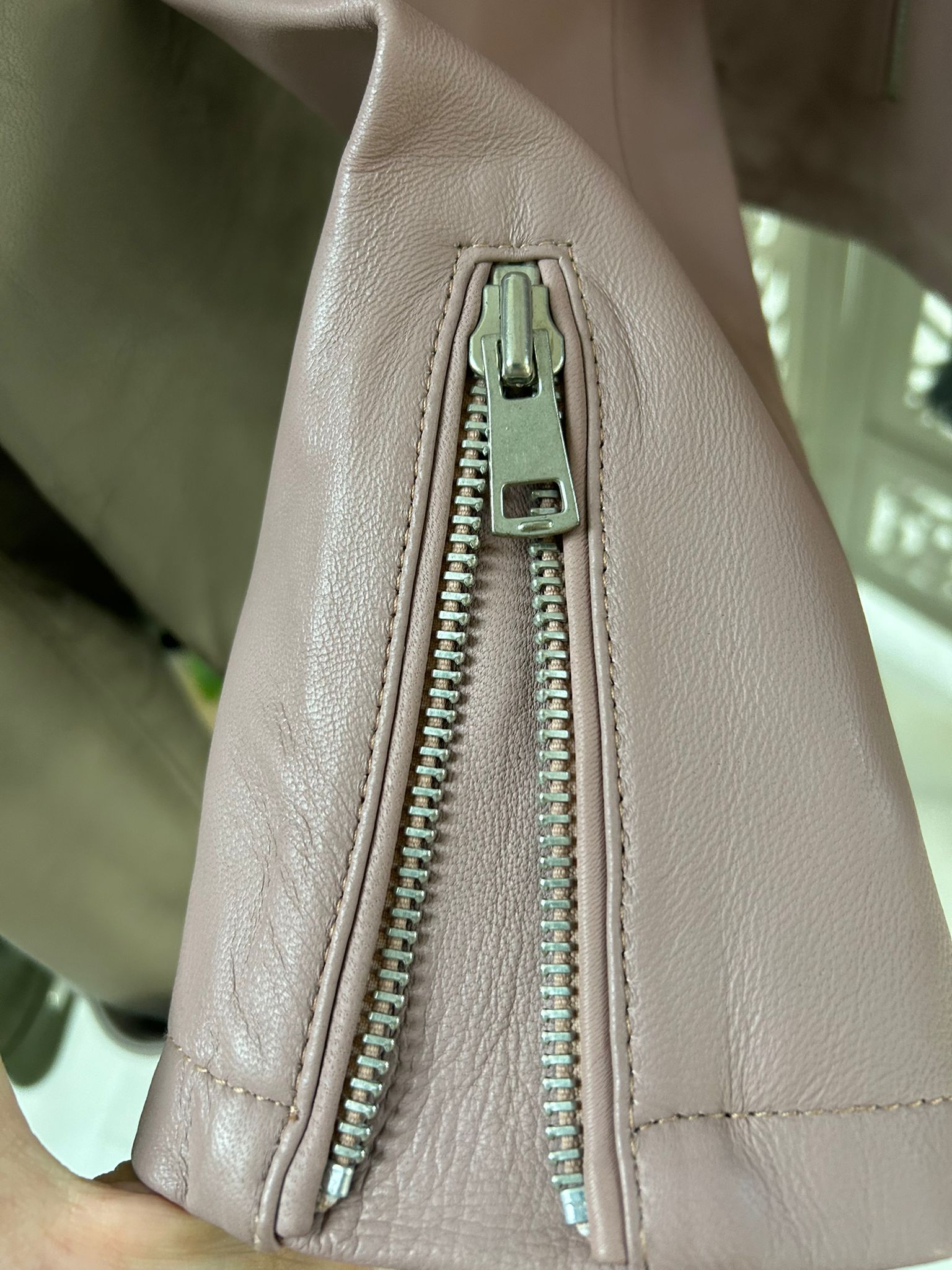 Bolongaro Trevor Minimal Leather Biker Jacket-Adobe Rose