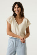 Garcia Top with open stitching detail - Beige