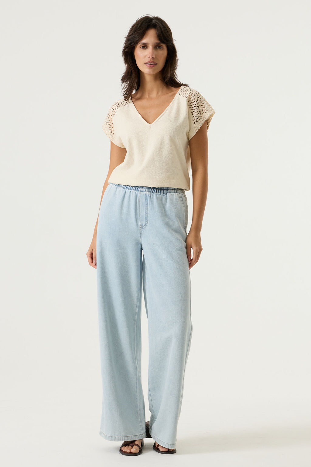 Garcia Top with open stitching detail - Beige