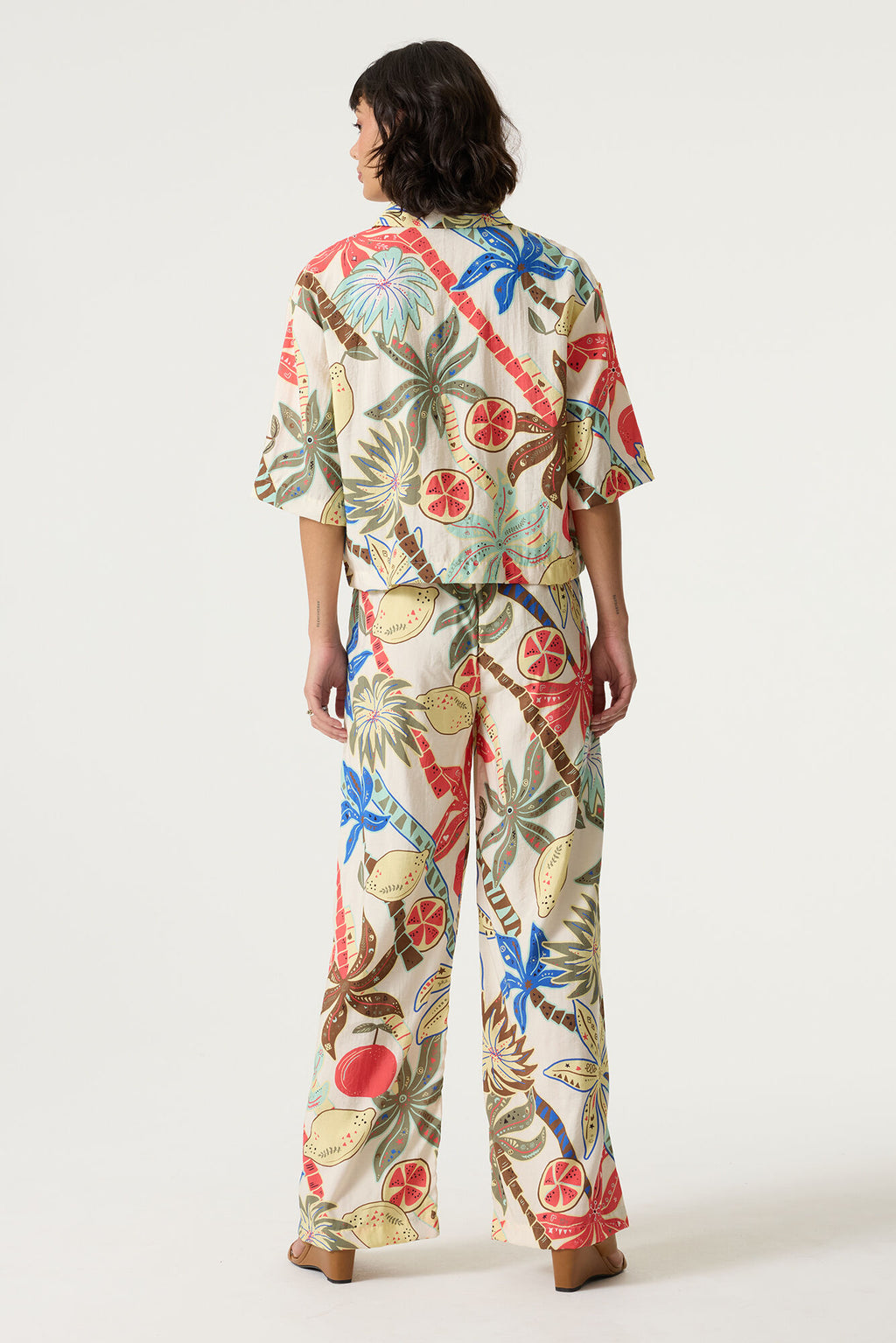 Garcia Wide Leg Trousers with Elasticated Waist - Multi.