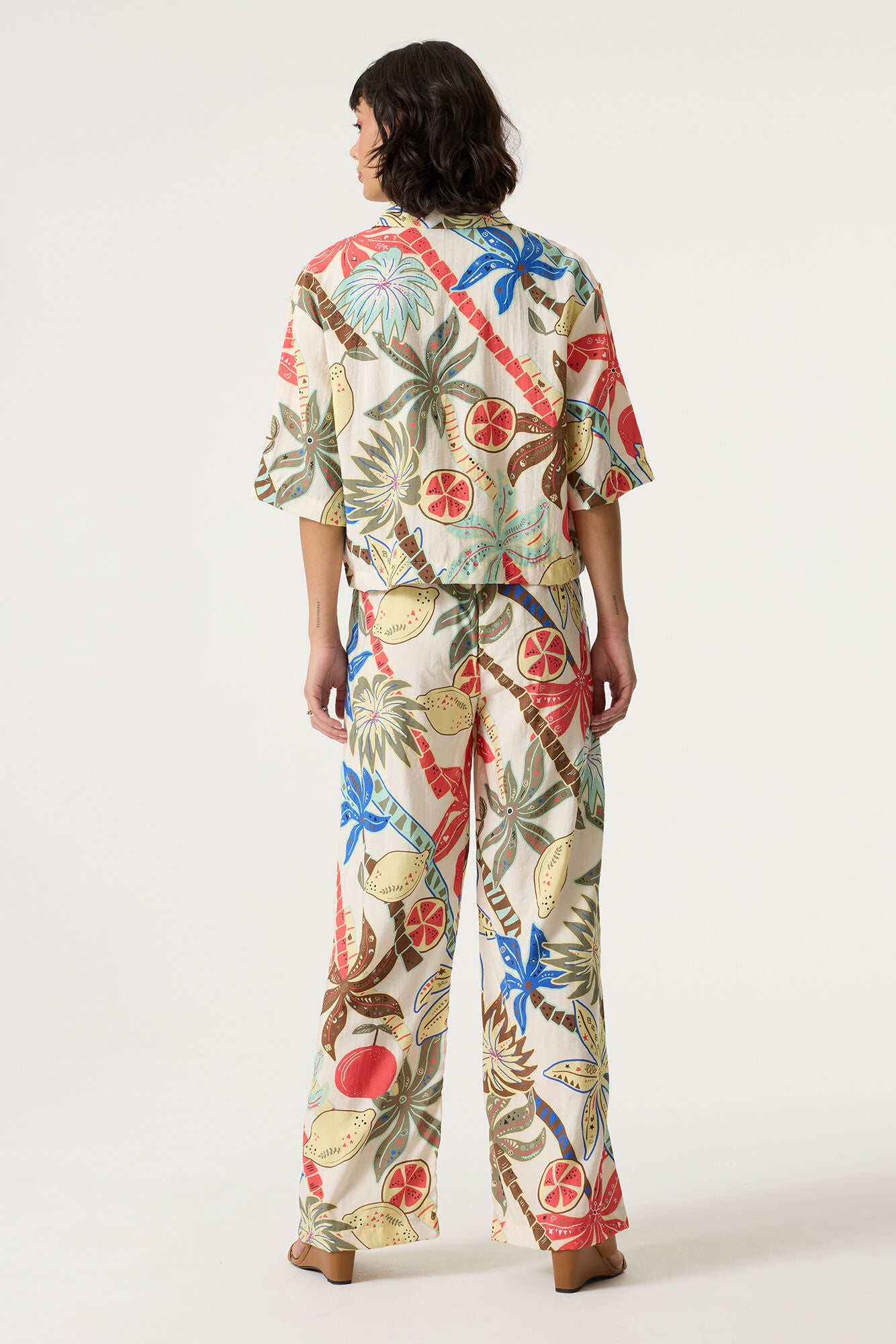 Garcia Wide Leg Trousers with Elasticated Waist - Multi.