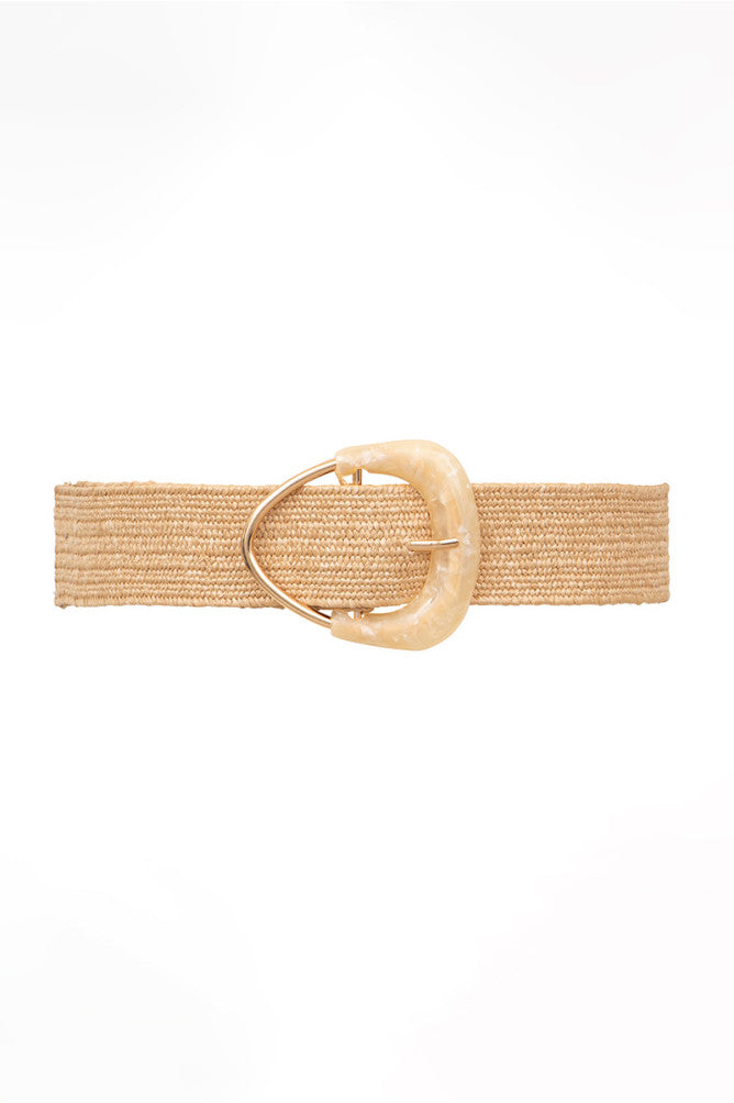 Molly Bracken Rafia Belt with Pearl Buckle.