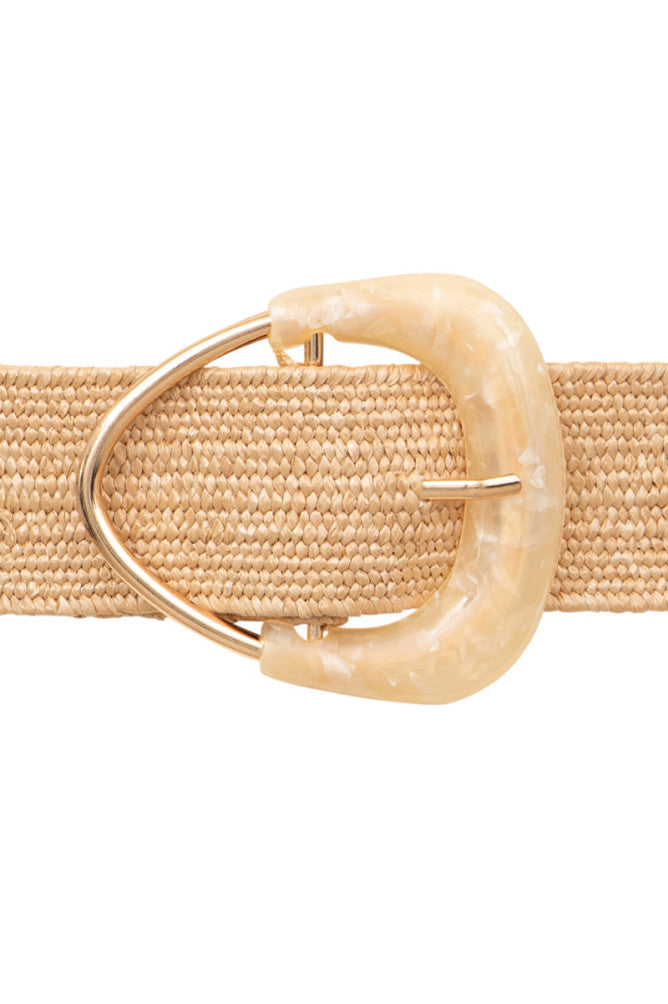 Molly Bracken Rafia Belt with Pearl Buckle.