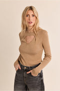 Molly Bracken Ribbed Knit with Cut Out Detail - Gold