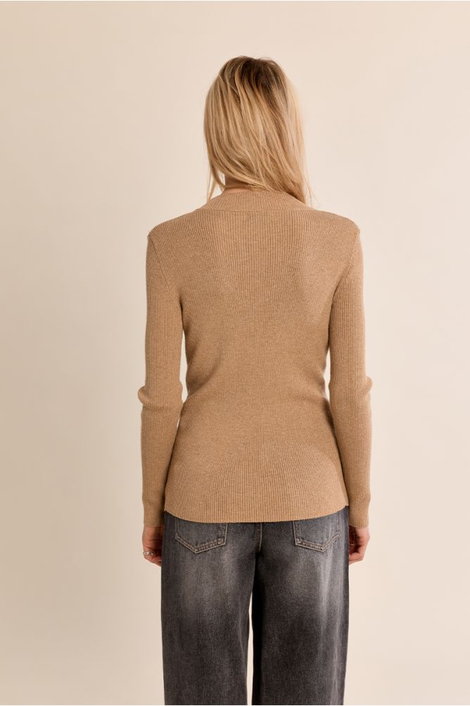 Molly Bracken Ribbed Knit with Cut Out Detail - Gold