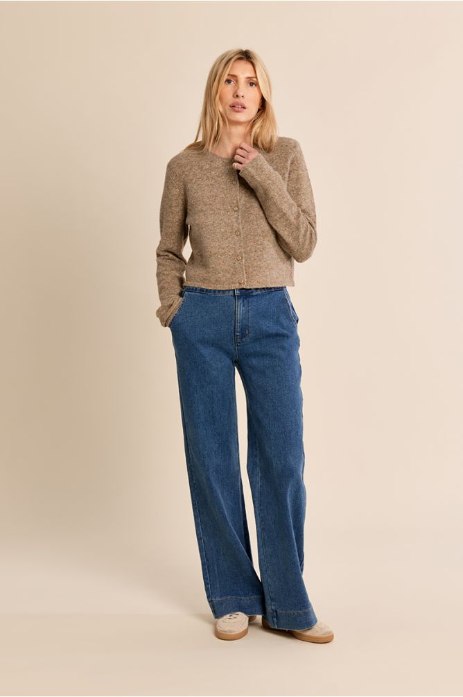 Molly Bracken Speckled Cardigan - Beige Mix.