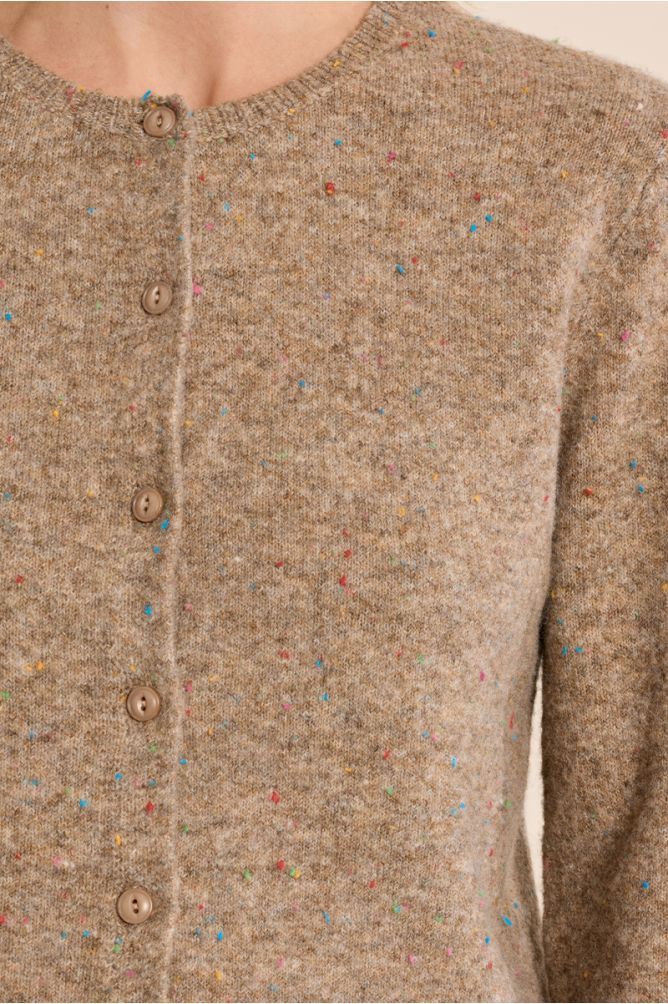 Molly Bracken Speckled Cardigan - Beige Mix.