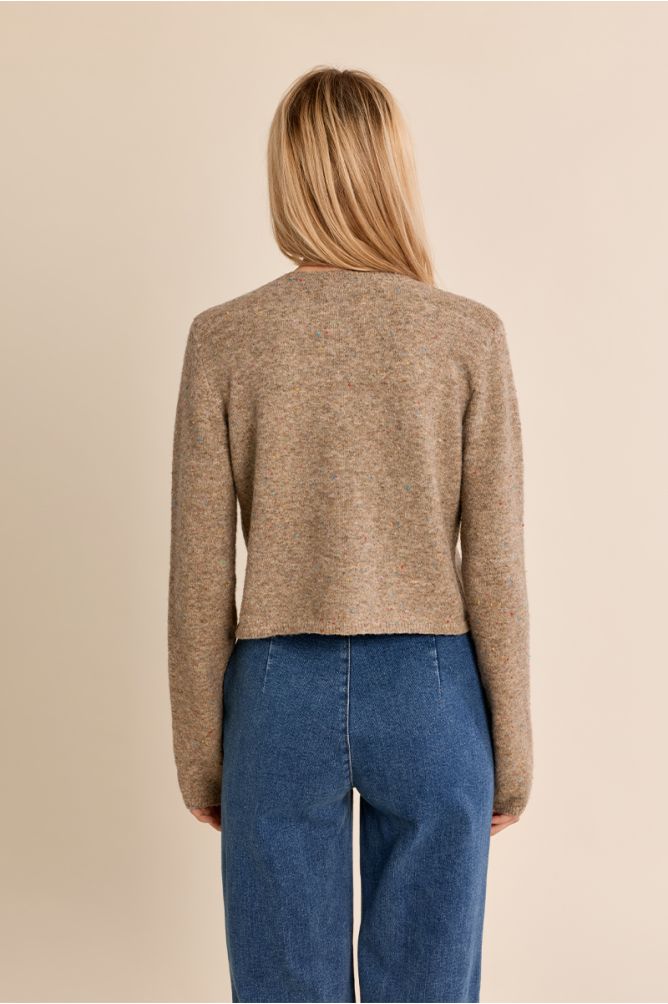 Molly Bracken Speckled Cardigan - Beige Mix.