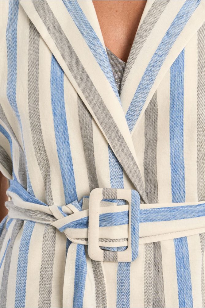 Molly Bracken Sleeveless Blazer Jacket - Striped.