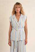Molly Bracken Sleeveless Blazer Jacket - Striped.