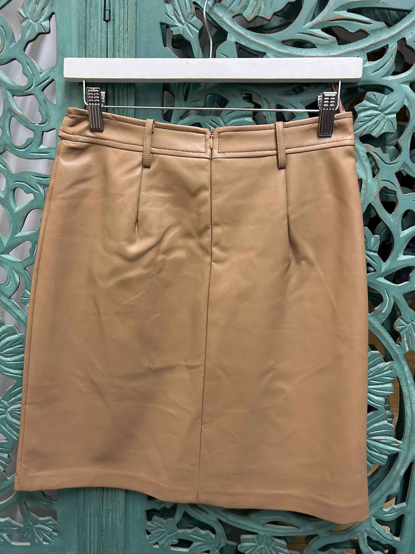 Esqualo Skirt overlap vegan leather-Sand