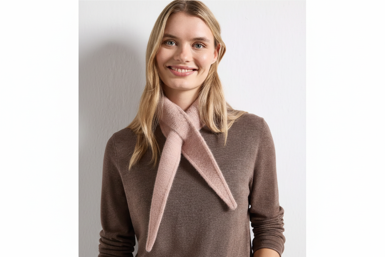 Street One Mini Triangular Scarf in a solid Colour - Petal Pink.