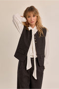 Molly Bracken Waistcoat - Dark Grey with White Speckles.