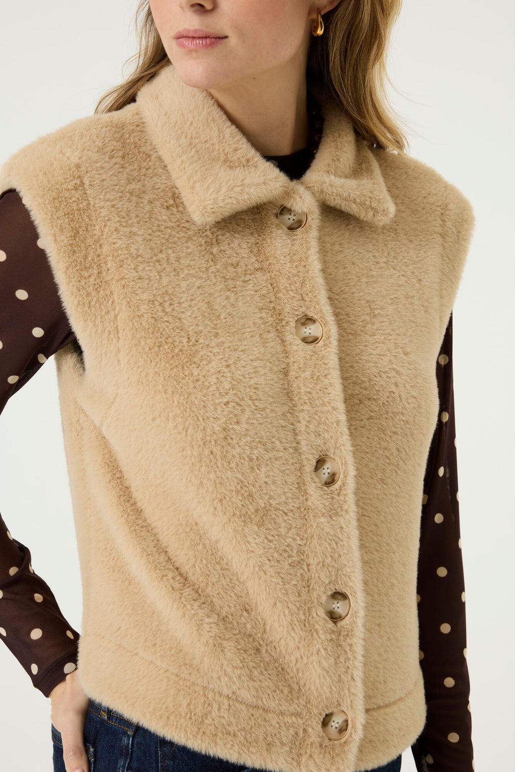 Garcia Sleeveless Faux Fur - Camel