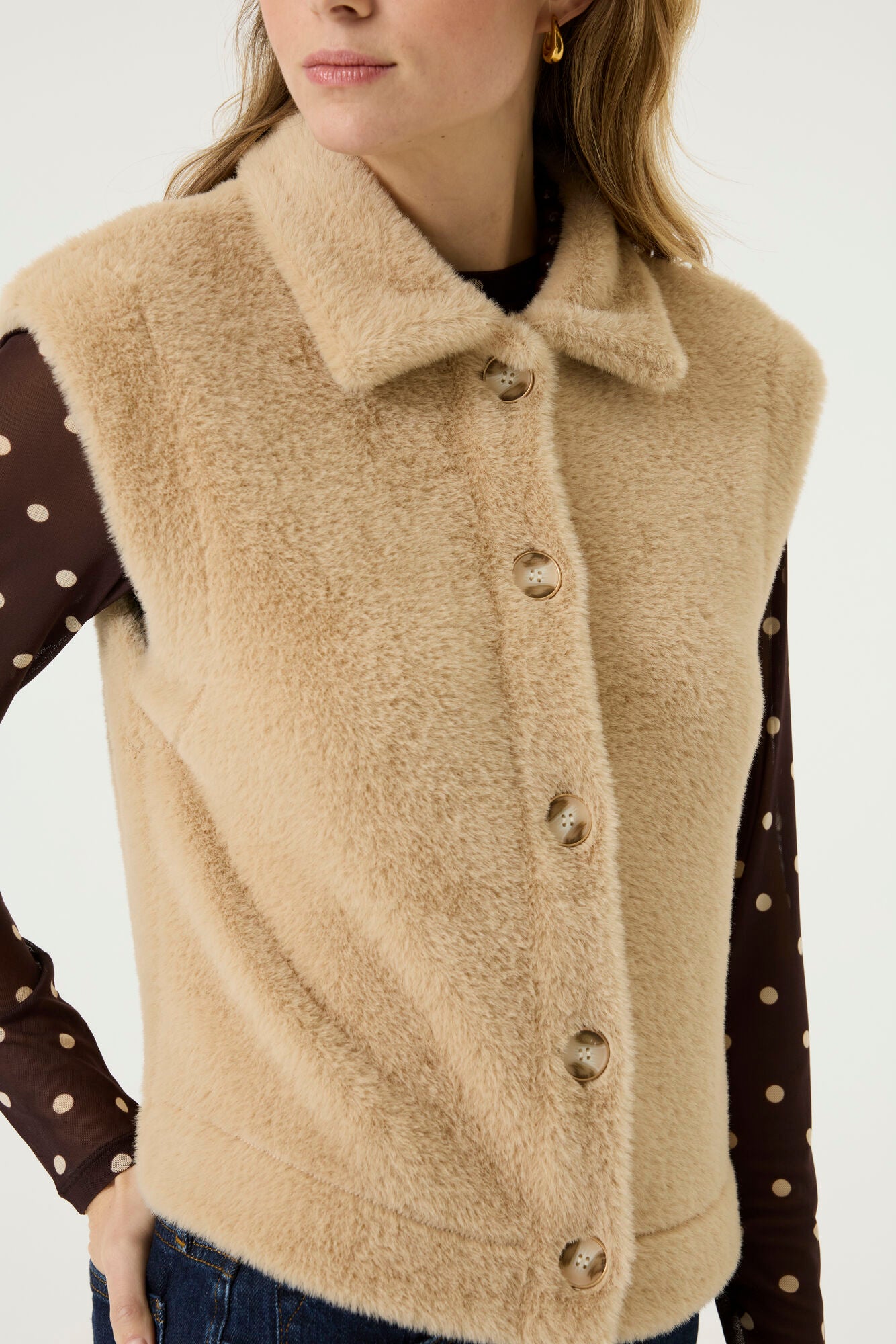 Garcia Sleeveless Faux Fur - Camel