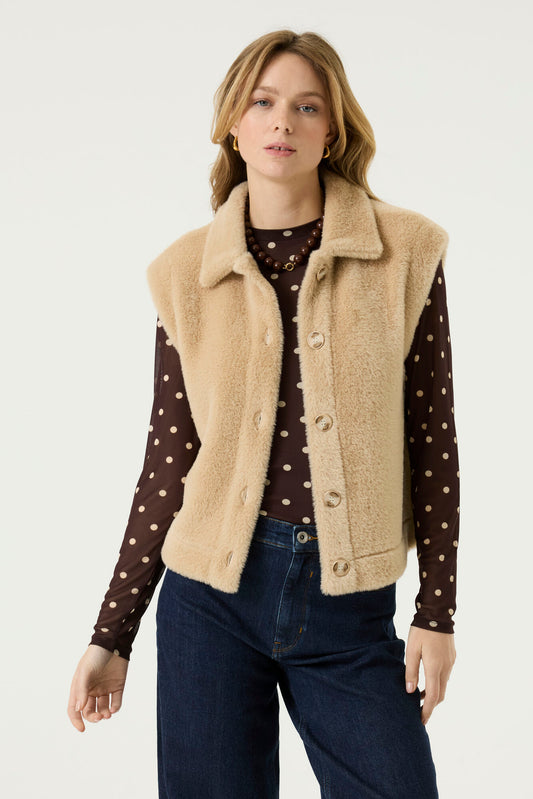 Garcia Sleeveless Faux Fur - Camel