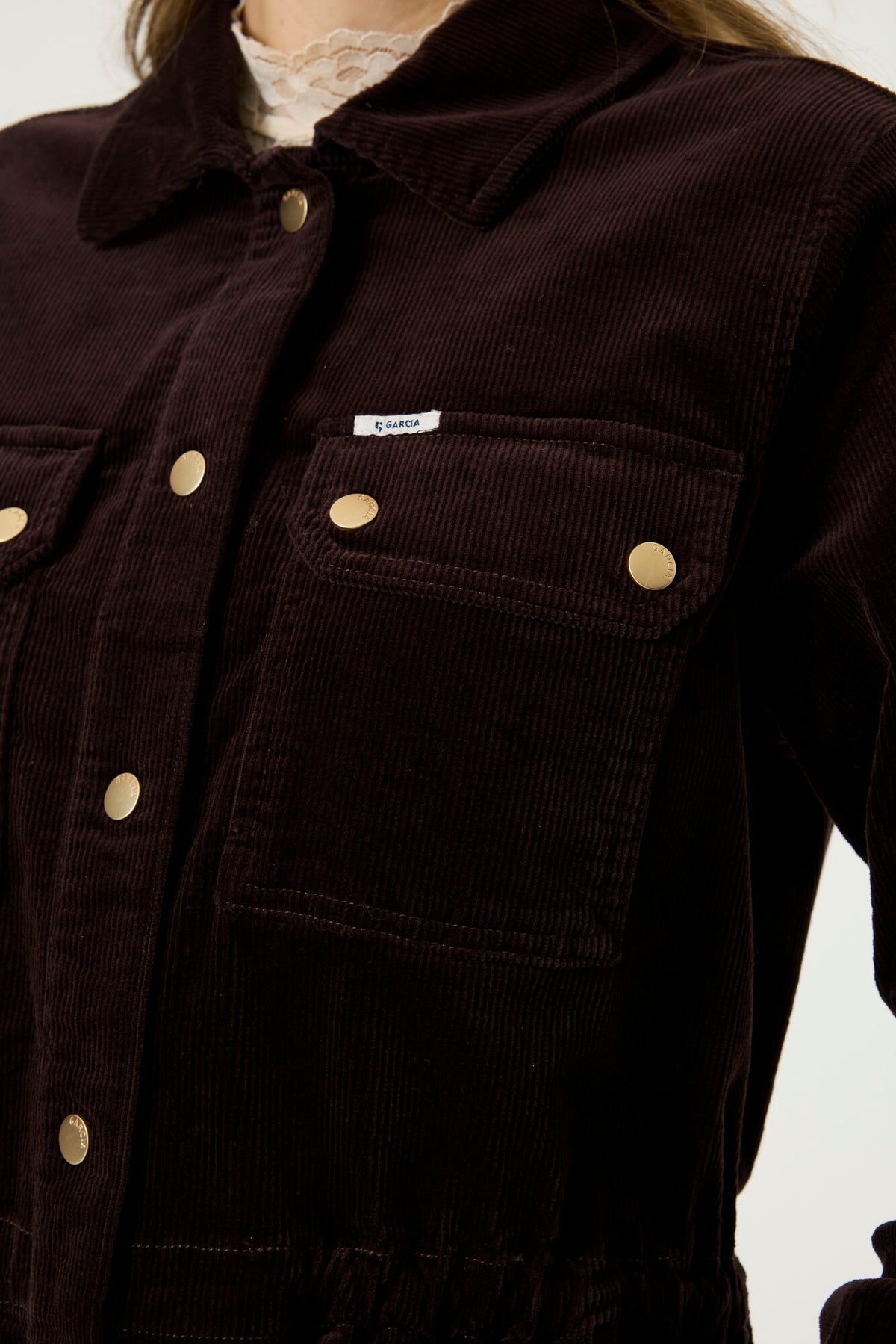 Garcia Corduroy Jacket with Drawstring - Brown