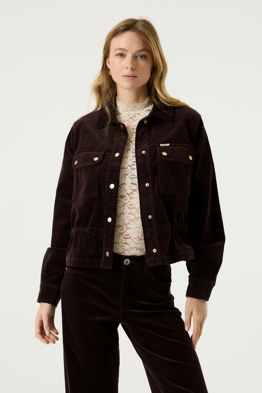 Garcia Corduroy Jacket with Drawstring - Brown