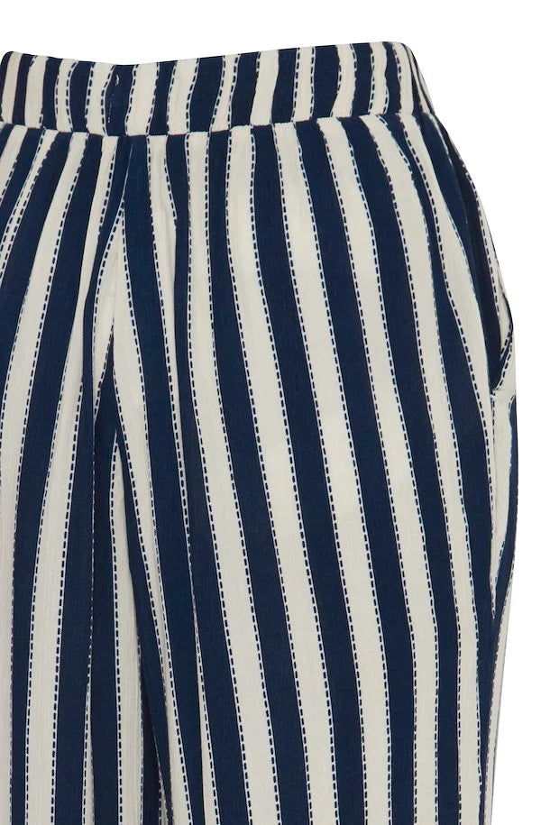 ICHI IHMARRAKECH Trousers-Total Eclipse Stripe
