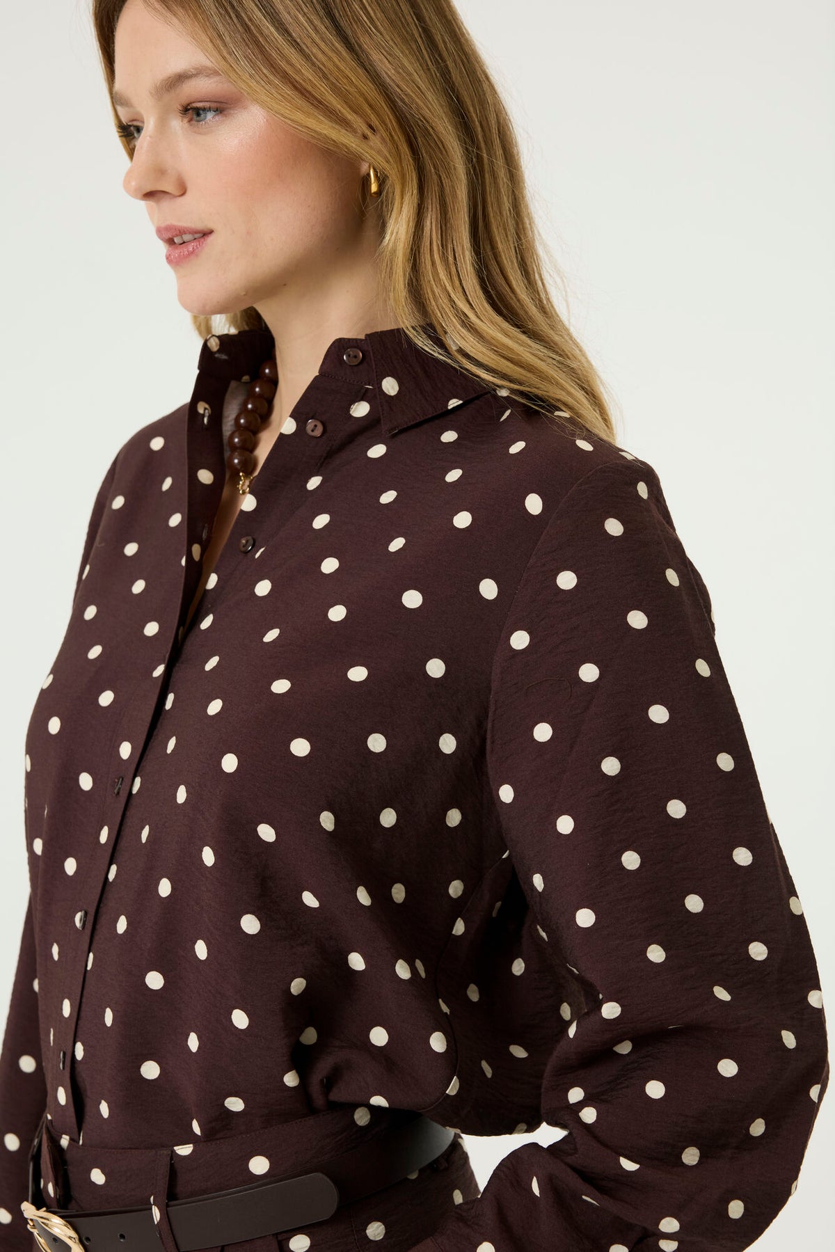 Garcia Blouse - Brown & Cream Spot.
