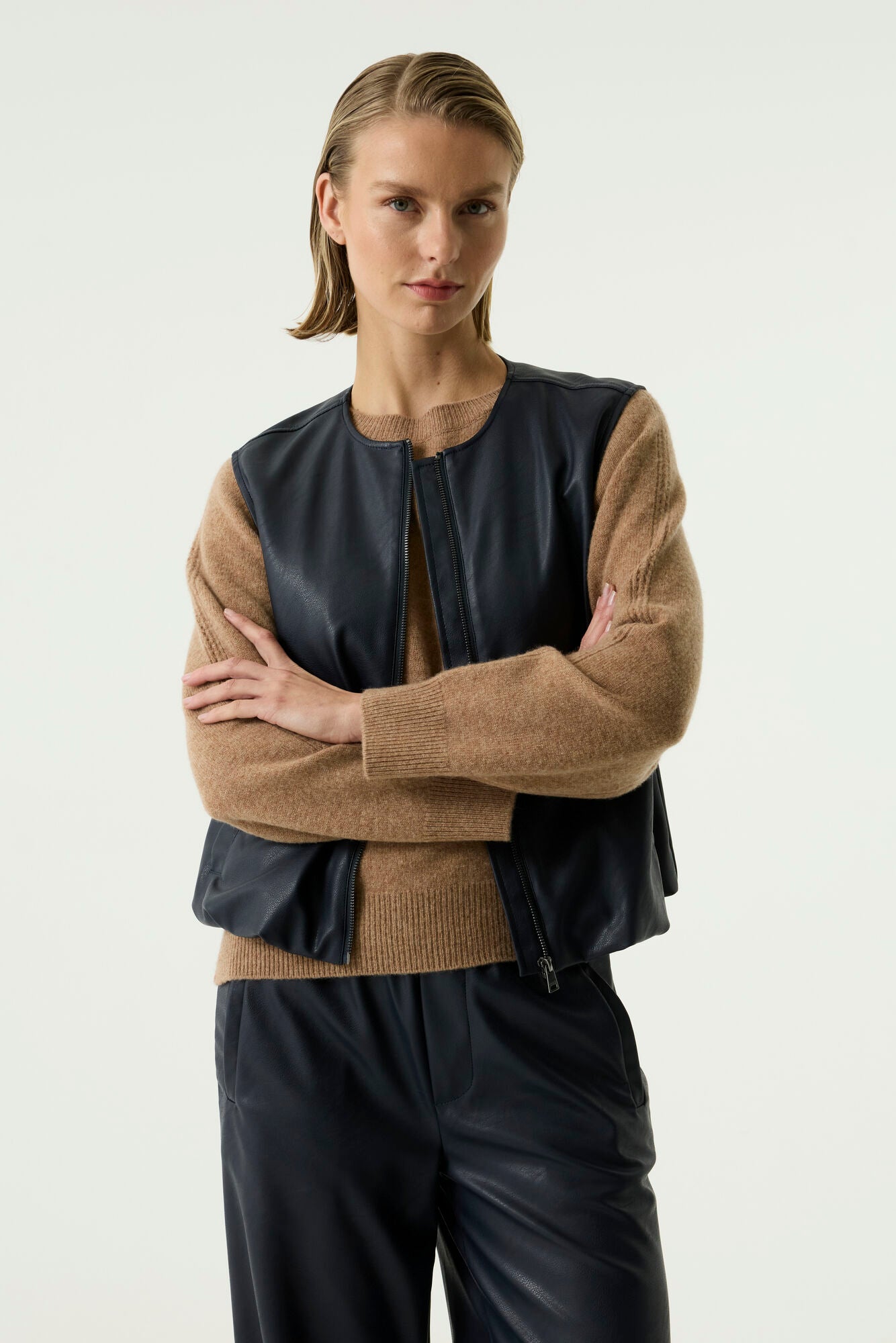 Garcia PU Sleeveless Gilet - Sapphire Mist
