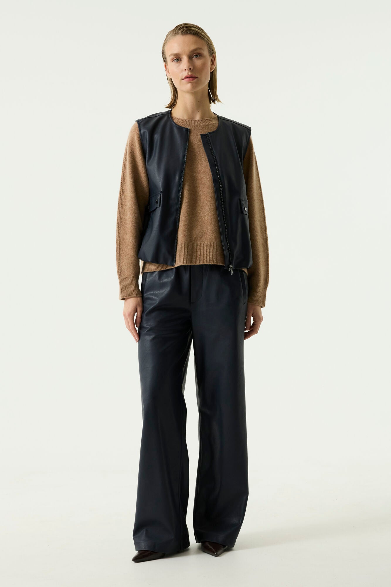 Garcia PU Sleeveless Gilet - Sapphire Mist