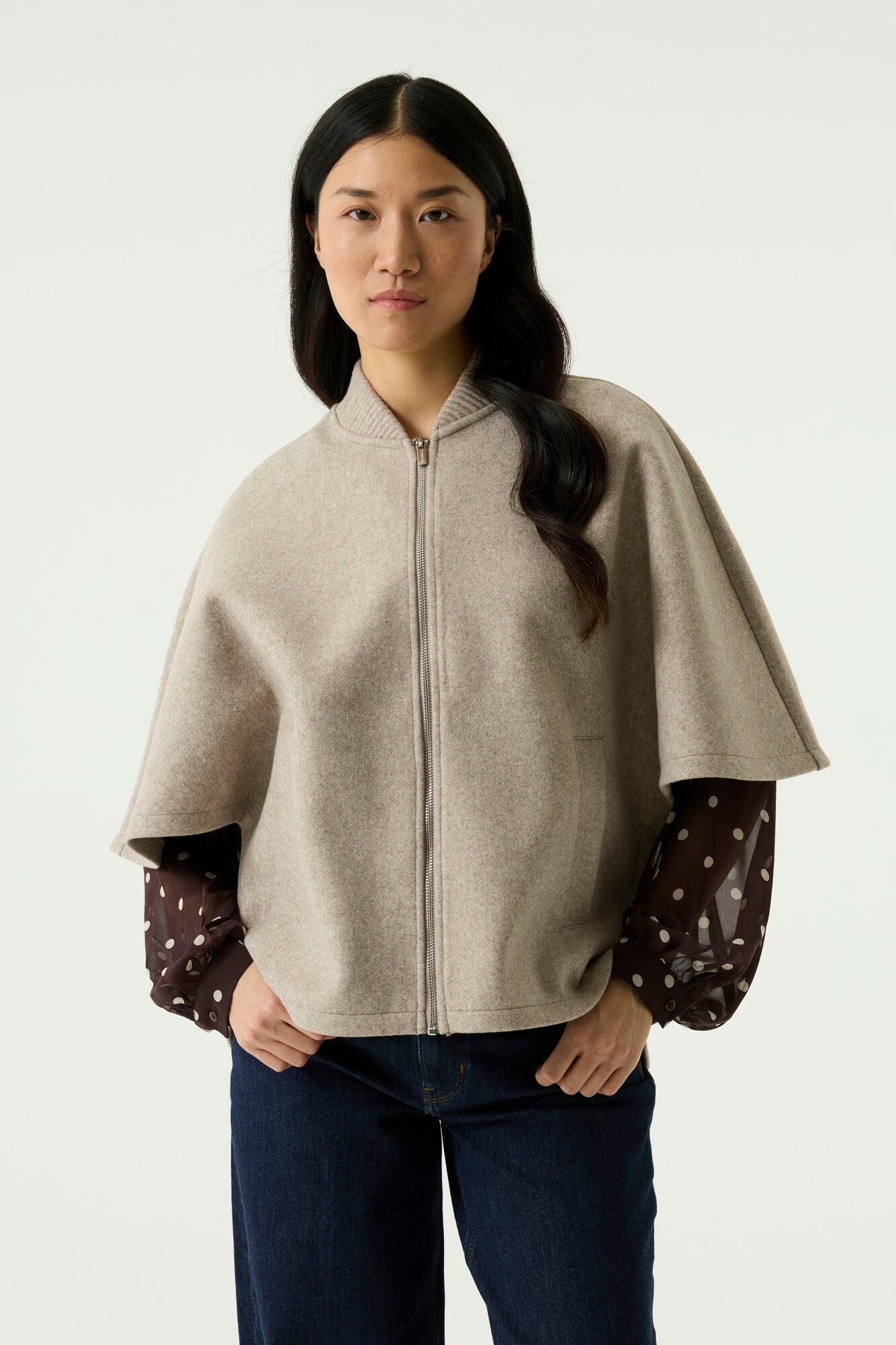 Garcia Cape Jacket - Beige Melange.
