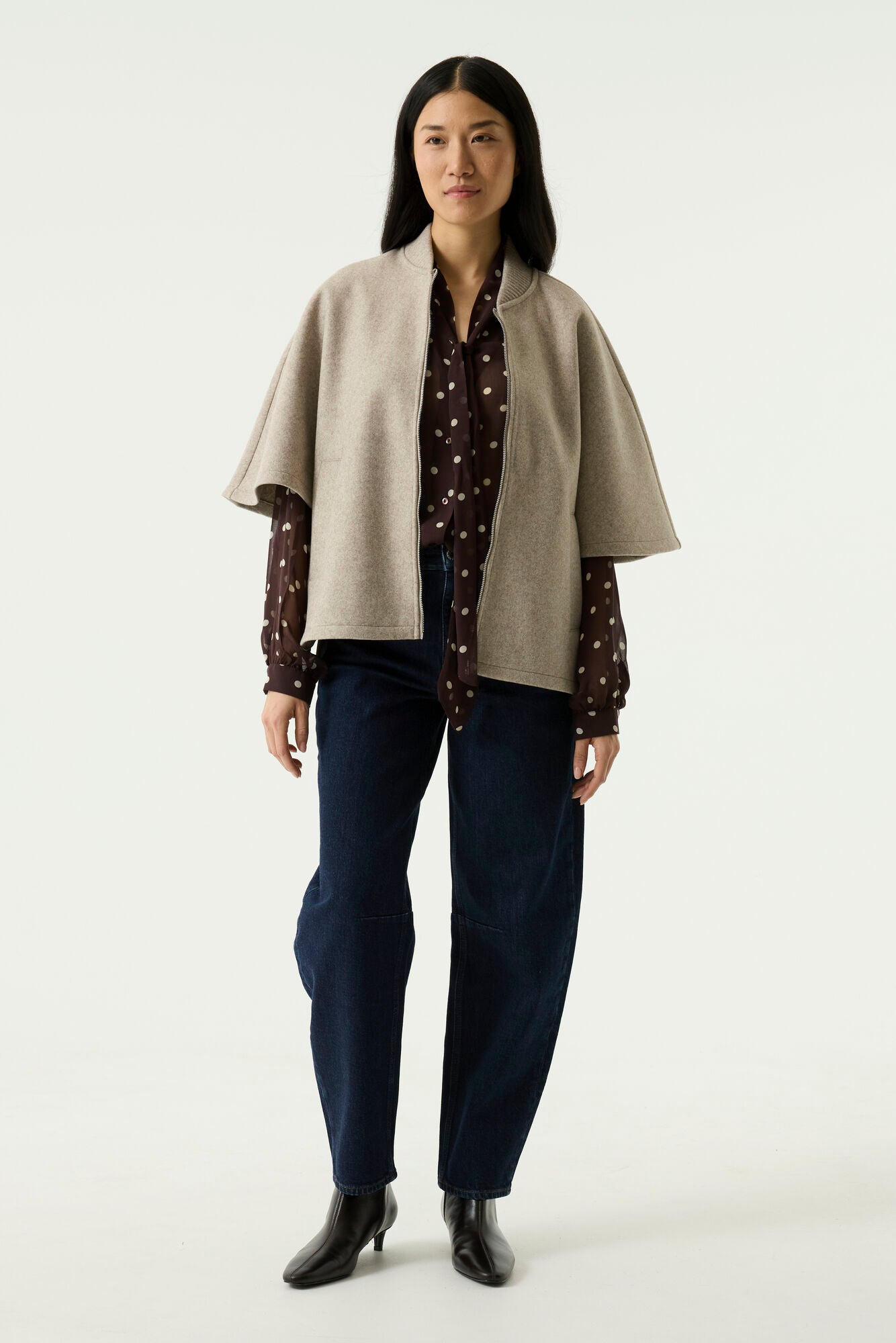 Garcia Cape Jacket - Beige Melange.