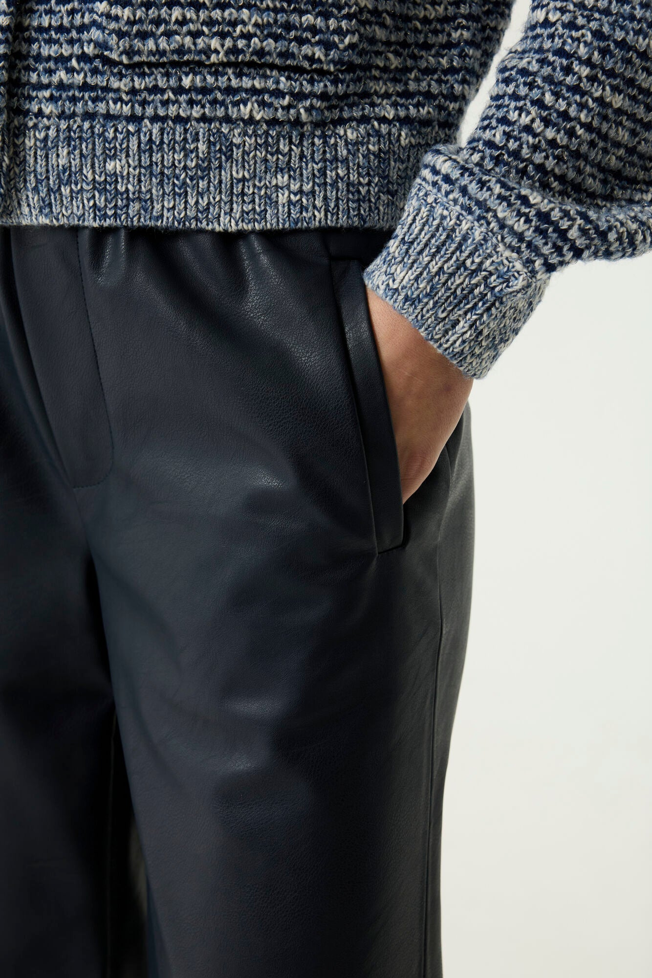 Garcia PU Wide Leg Trousers - Sapphire Mist