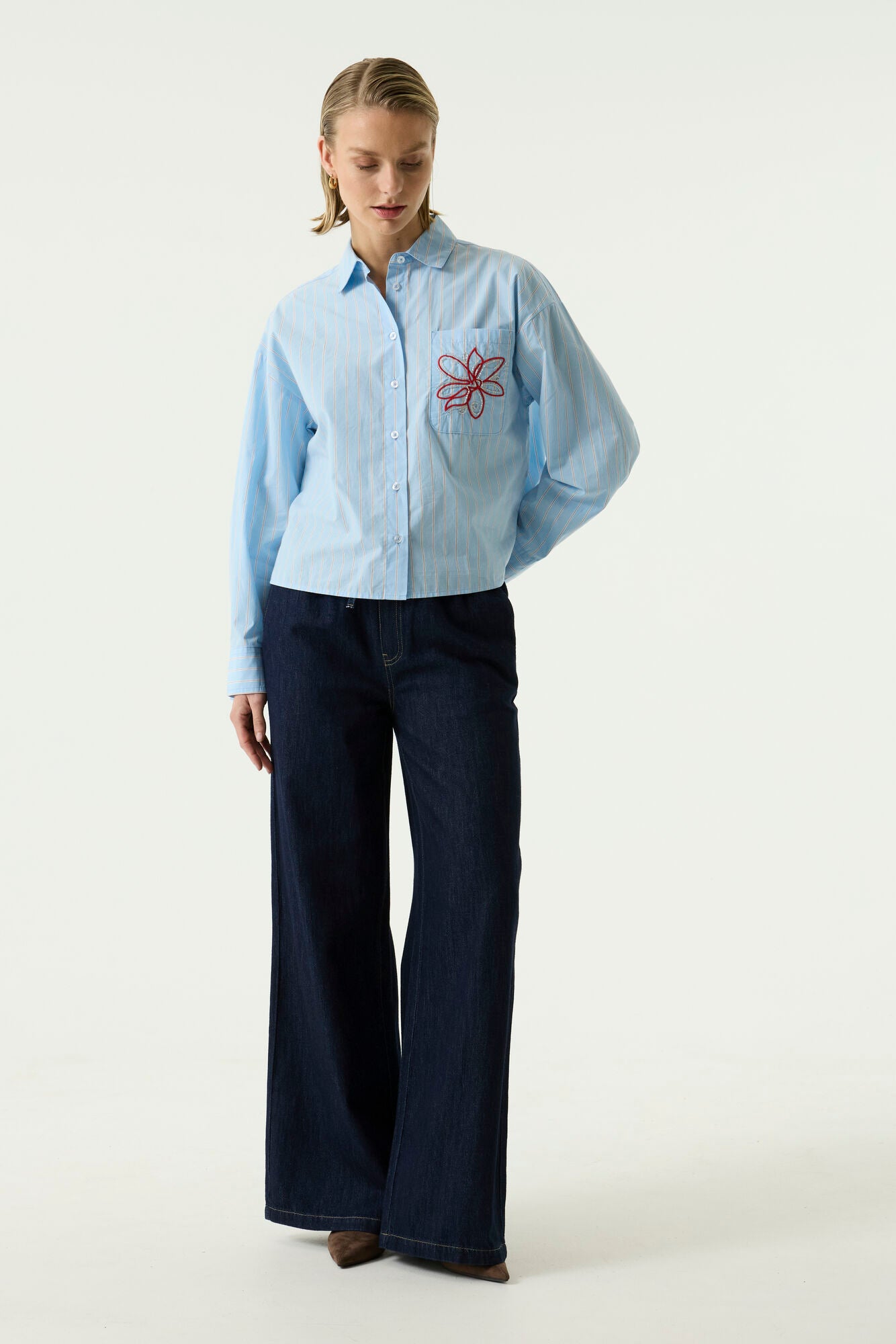 Garcia Cotton Wide Leg Trousers - Denim.
