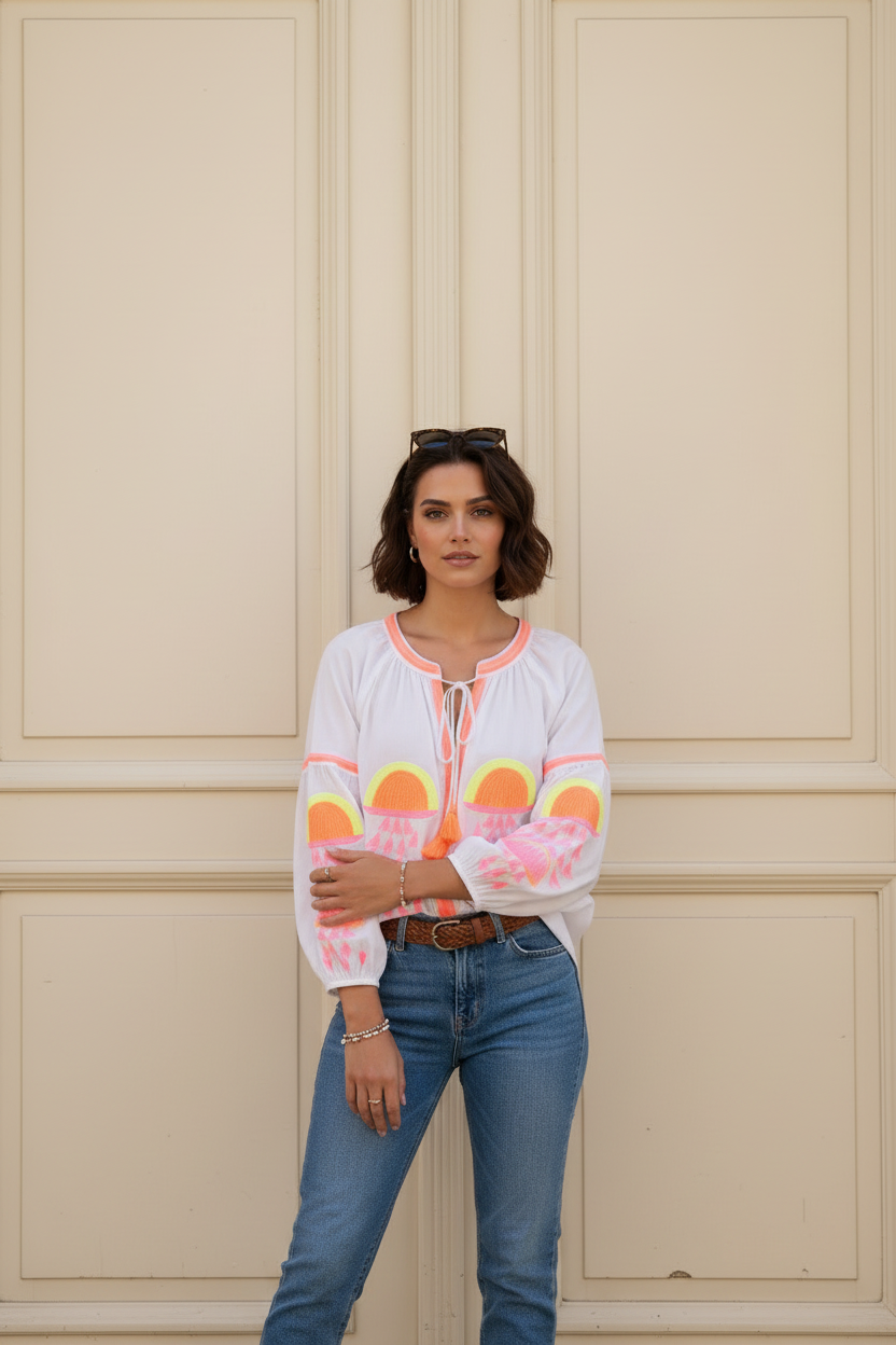 Sophie Paz Embroidered Blouse - Neon Mix
