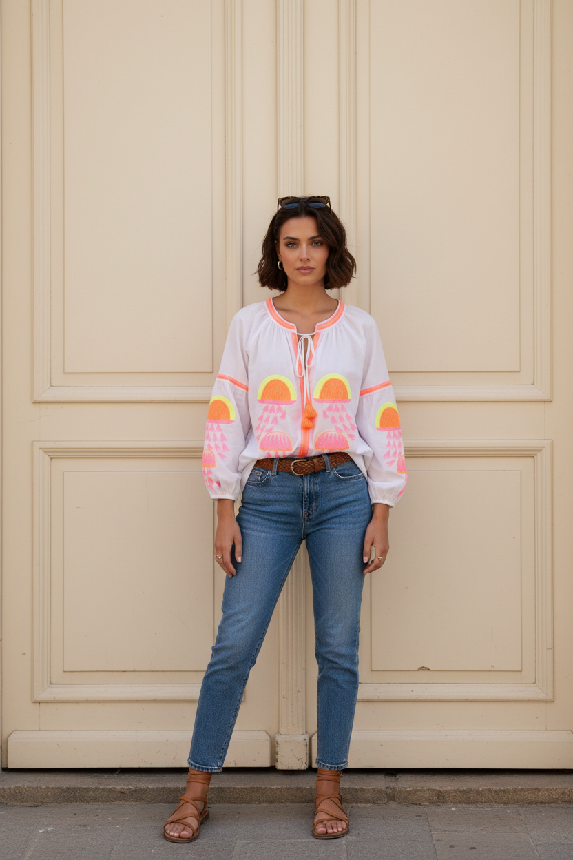 Sophie Paz Embroidered Blouse - Neon Mix