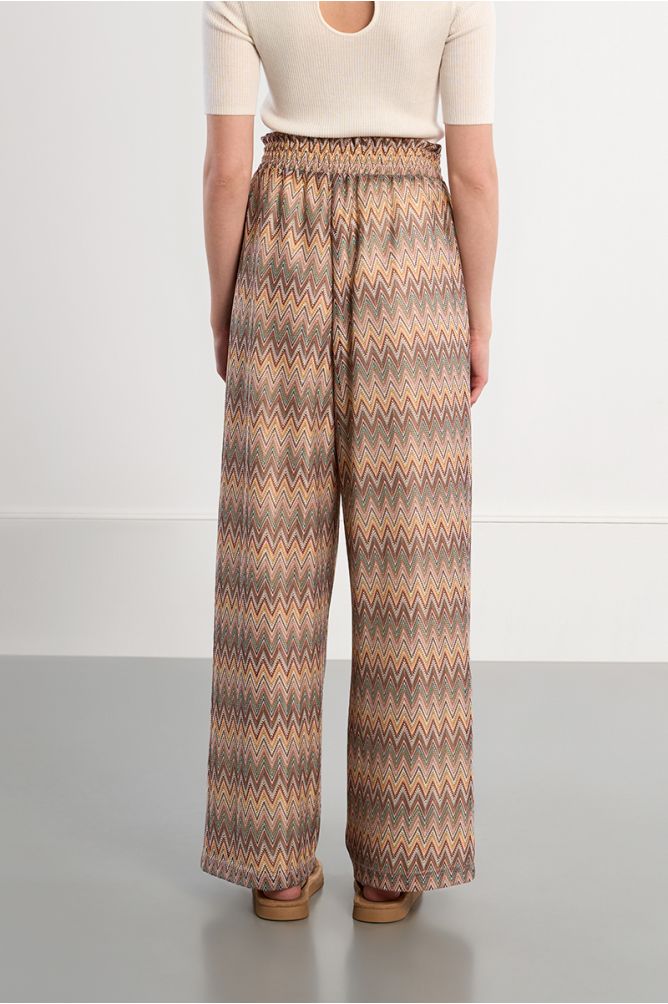 Molly Bracken Wide Leg Trousers - Beige Mix.