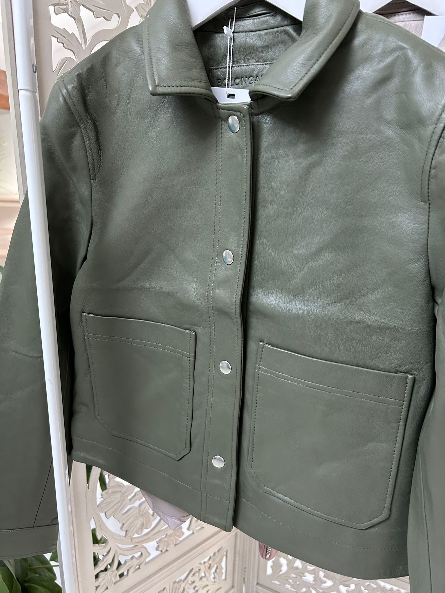 Bolongaro Trevor Leather Worker Jacket-Green