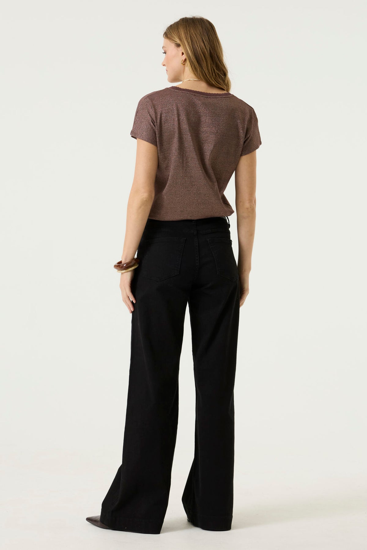 Garcia V Neck Top - Brown / Pink