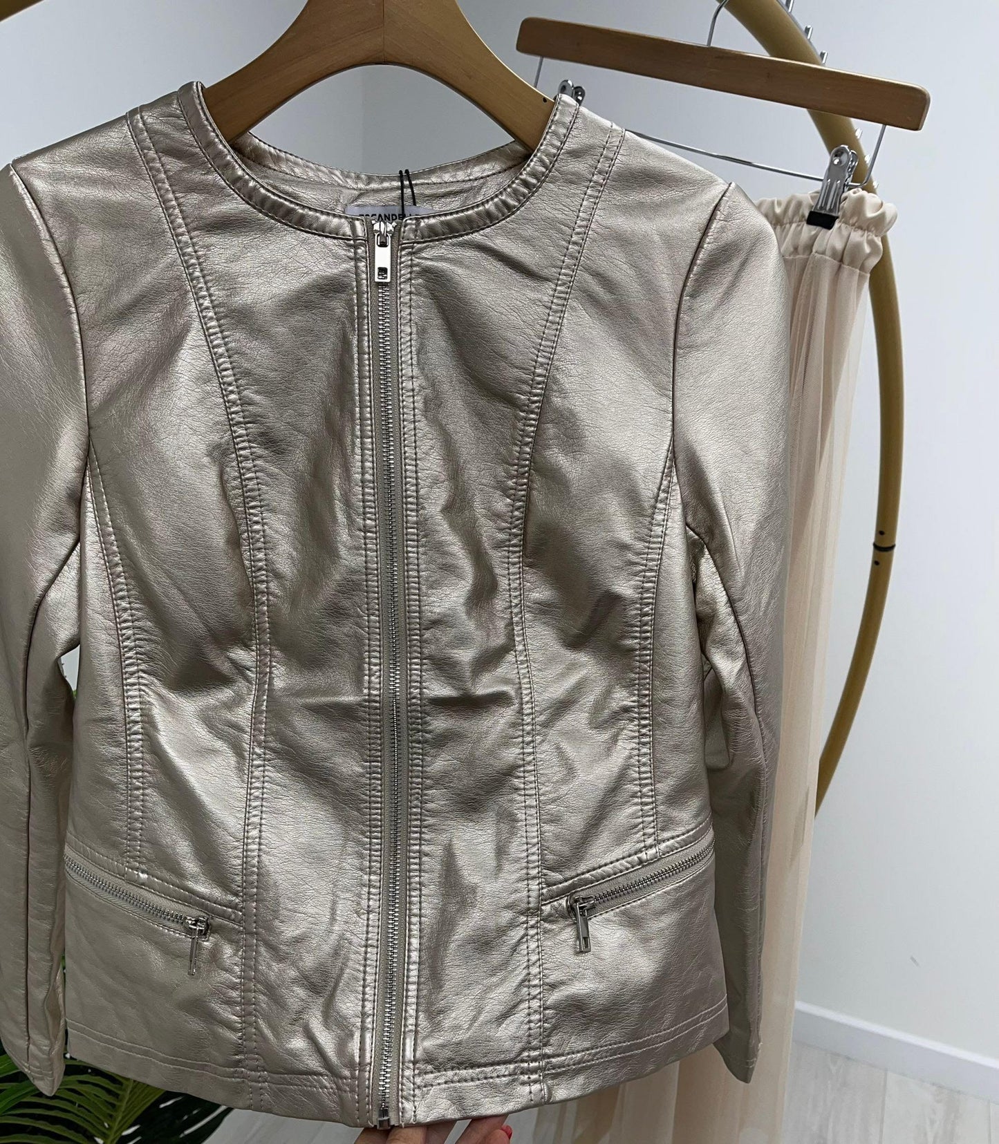 Kyla - Gold, Faux Leather Jacket