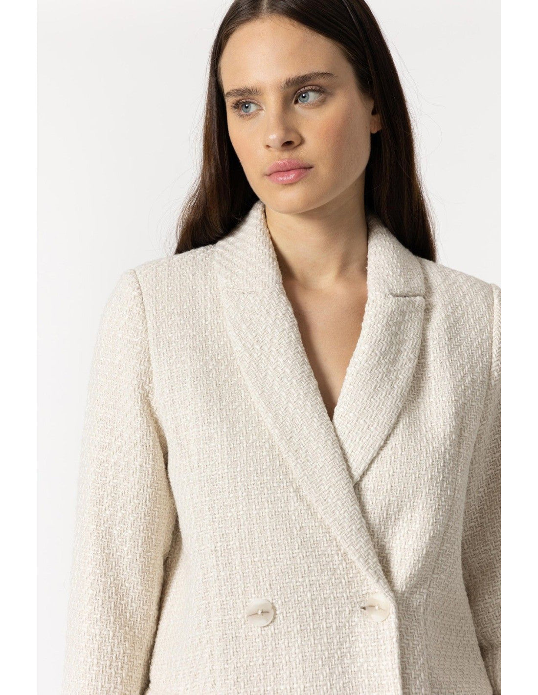 Tiffosi Blazer in Tweed, long line, double breasted in Cream