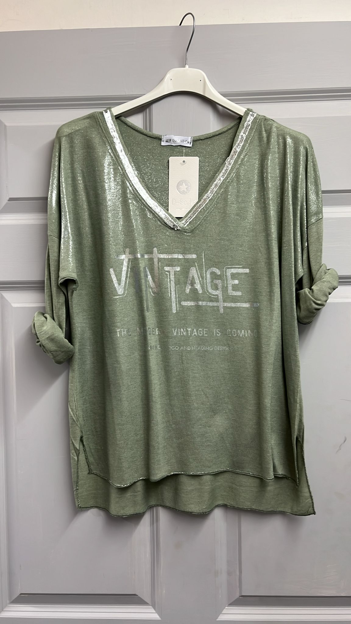 Kyla Vintage top-Khaki