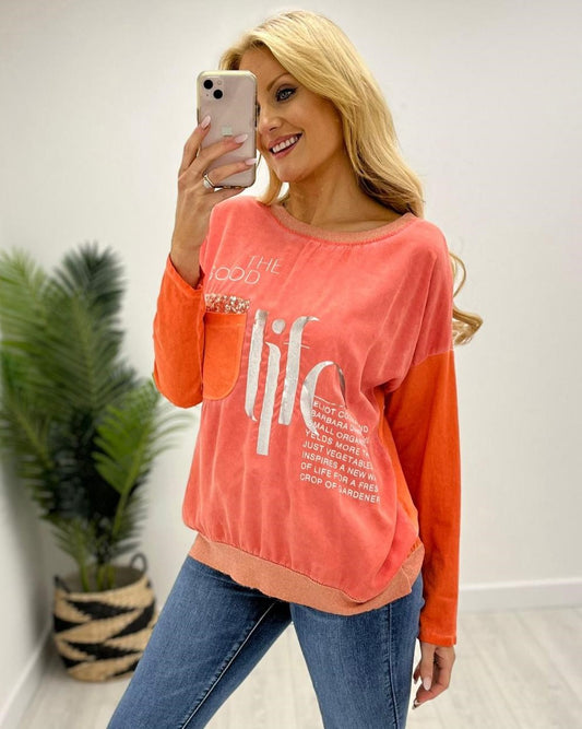 Kyla The Good Life shirt-Orange