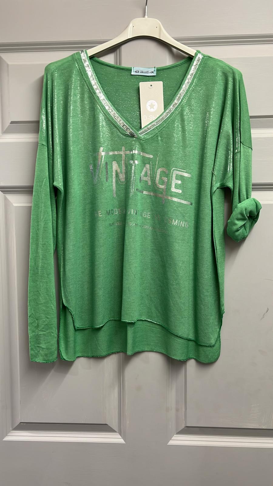 Kyla Vintage top-Green