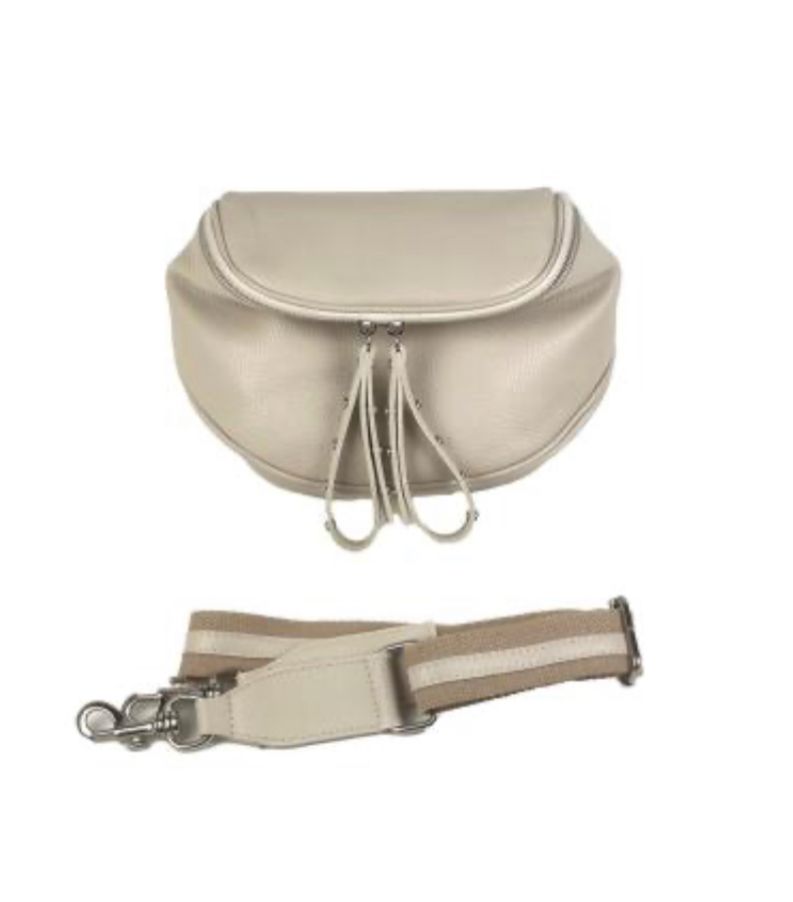 Fashion PO Leather cross body bag with strap-Beige