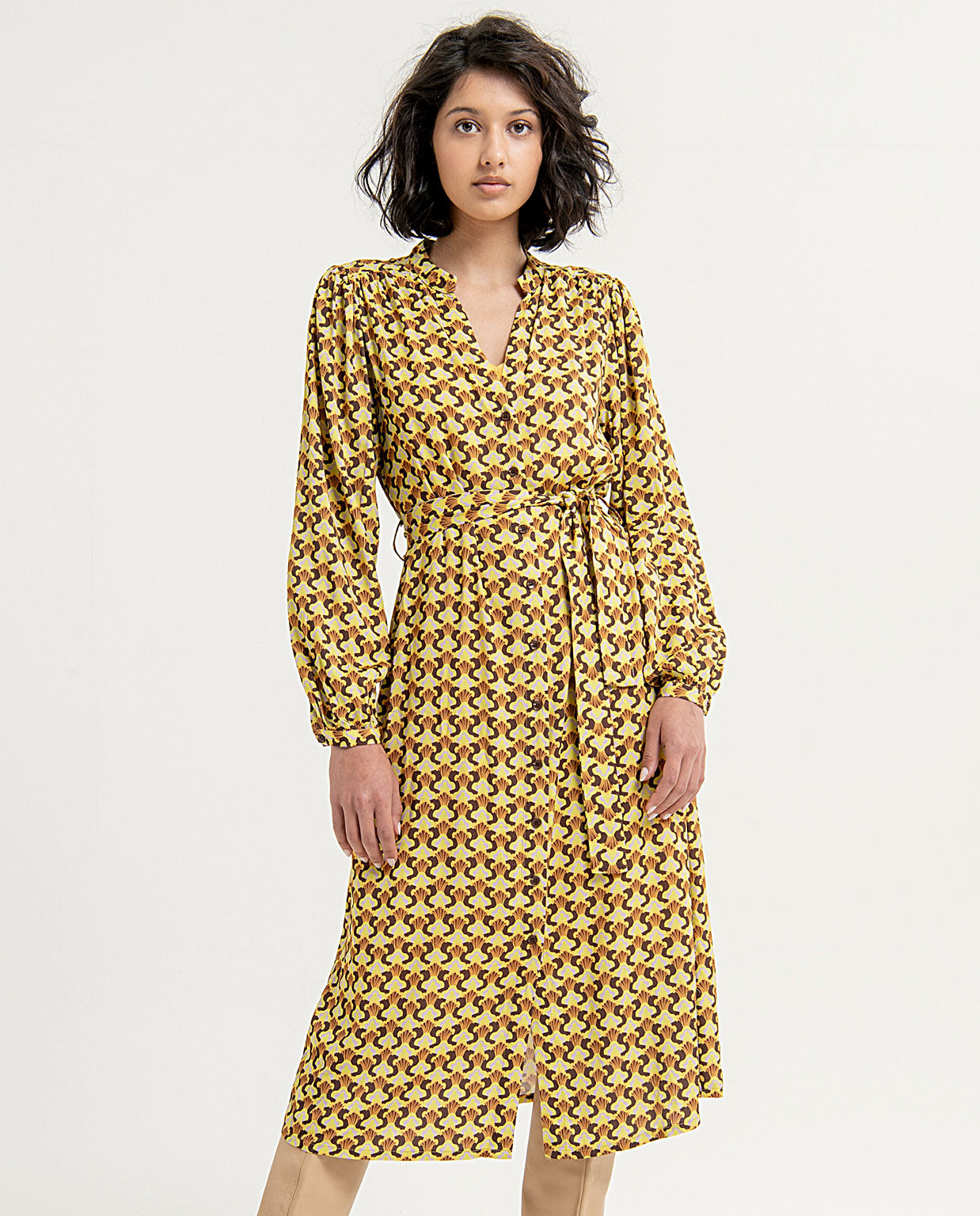 Surkana Long dress removable lining-Brown