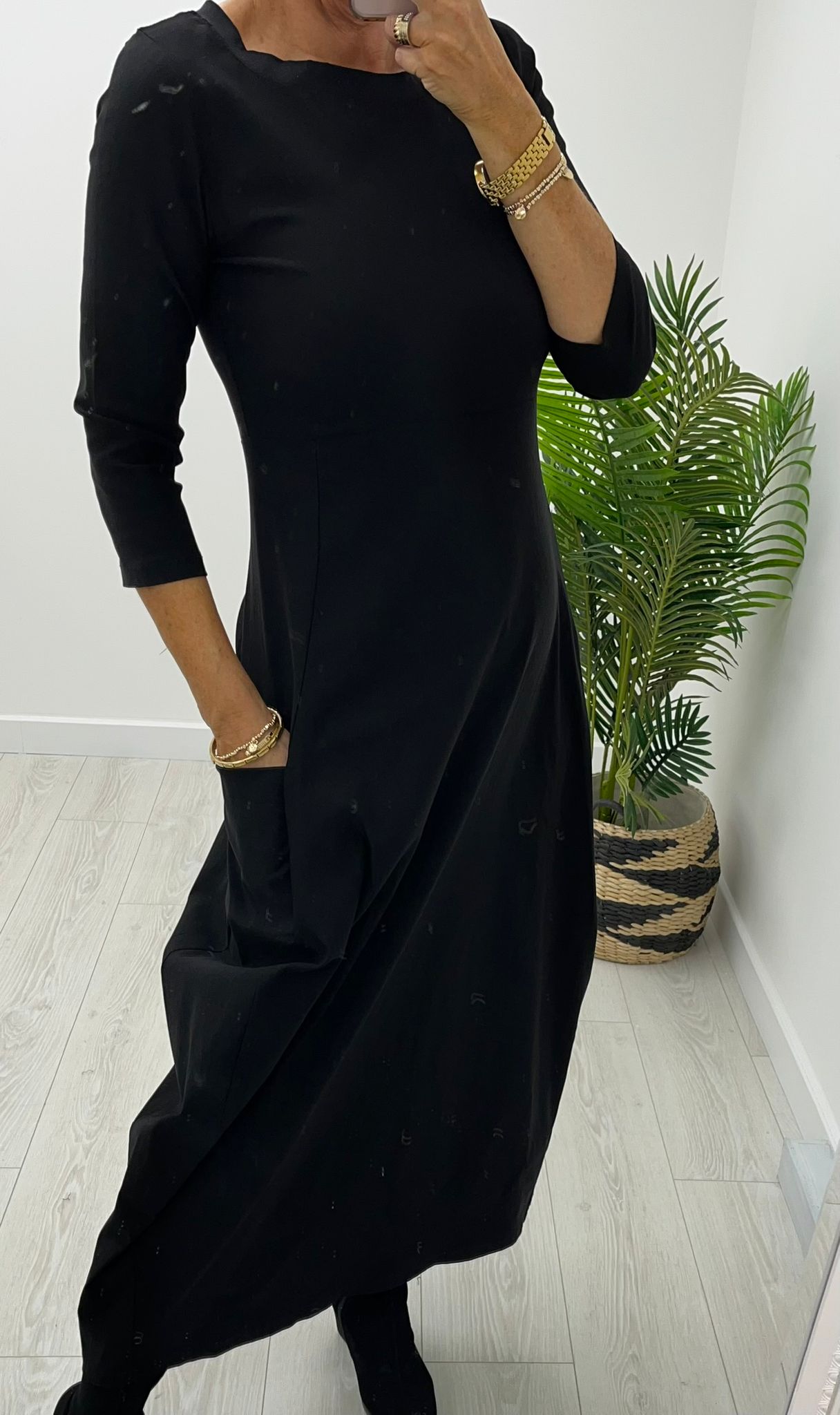 Kyla Black Bengaline Dress Long Sleeve