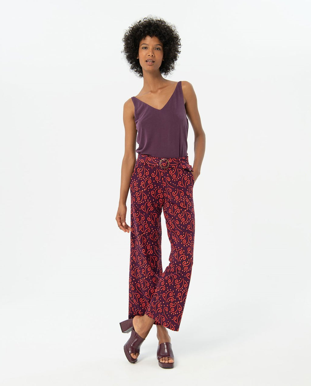 Surkana Long trousers with belt-Maroon