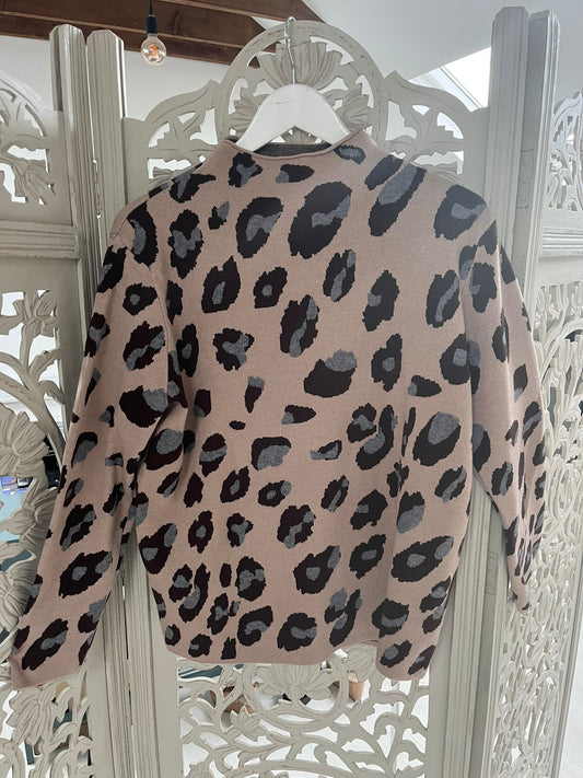 Kyla Turtle neck knit Leopard print-Brn
