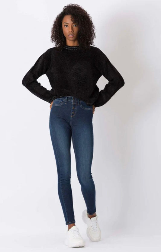 Tiffosi Jeans-One Size High_19 Waist 5 buttons Skinny-Dark Denim