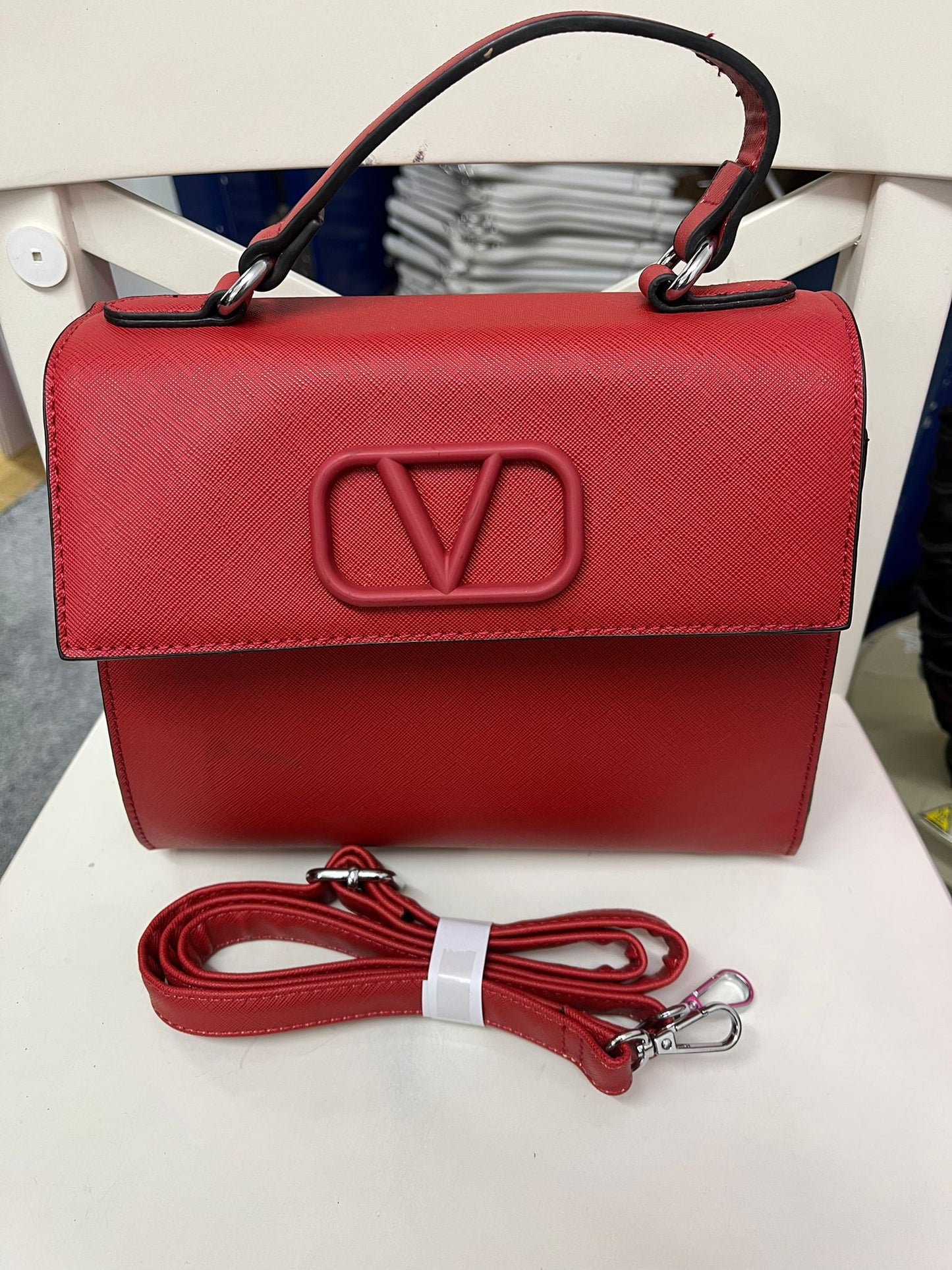 Kyla Medium bag-studs on bottom & 2 straps-Red
