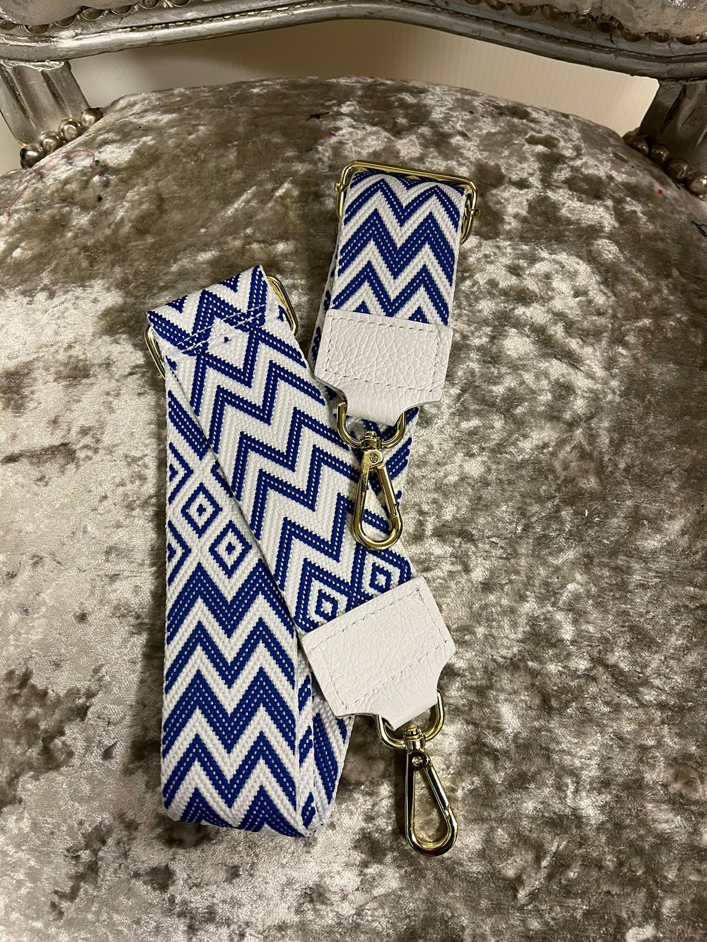 Kyla Detachable strap for Ellie B bag-Blue/White